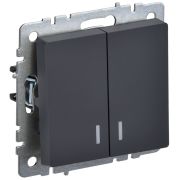IEK BRITE BASE Графит Выключ. 2-кл с инд. 10А ВС10-2-1-БрГ.