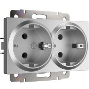 W1172006/ Розетка двойная с заземлением (серебряный)