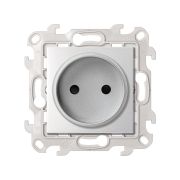 Simon 24 Алюминий Розетка без заземления со шторками 2Р 16A 250В~