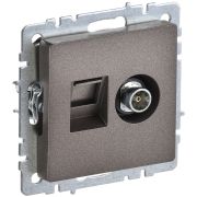 IEK BRITE BASE Темн.бронза Розетка двойная TV+RJ45 кат.5E РТВ/РК12-БрТБ.