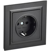 IEK BRITE Черный Розетка с з/к/ш 16А в сборе РСР14-1-0-БрЧ.