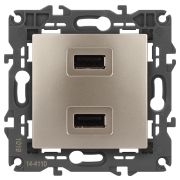 ЭРА Б0034371 Elegance Шампань Розетка USB 2-ая