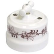 Выключатель одинарный проходной орнамент №1 (коричневый) Lindas 34017