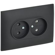 IEK SKANDY Графит Розетка 2-ая б/з 10А в сборе SK-R10G.