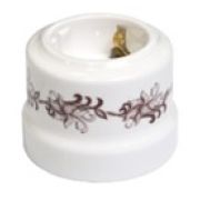 Розетка с заземлением орнамент №1 (коричневый) Lindas 35017