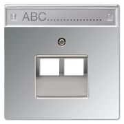 JUNG LS 990 Блестящий хром Накладка 2-ой наклонной ТЛФ/комп розетки с полем для надписи