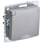 IEK BRITE BASE Алюминий Розетка 1-м с/з с защ штор и крыш 16А IP44 РСбш10-3-44-БрА.