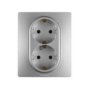 Legrand Etika Алюминий Розетка 2-ая с/з , винтовые клеммы, 16А, 250 В