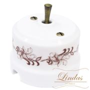 Тумблерный выключатель ручка бронза орнамент №1 (коричневый) Lindas 34417-B