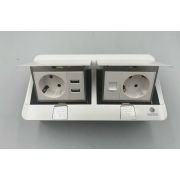 Лючек на 2 Розетки с/з + 2 USB + RG45 серебро