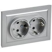 IEK BRITE Алюминий Розетка 2-м с/з с защ шторк 16А в сборе РСш12-3-БрА.