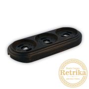 Рамка тройная «Состаренный черный» на бревно