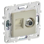 IEK SKANDY Бежевый Розетка двойная TV+RJ45 кат.5E SK-A14B.