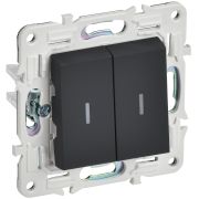 IEK SKANDY Графит Выключатель 2-клавишный проходной с индикацией 10А SK-V10G.