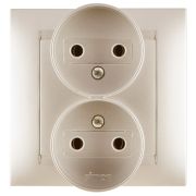 Simon 15 Шампань Розетка 2-ая б/з, 16А, 250В, винт.зажим