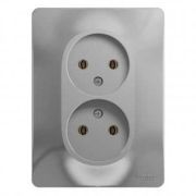 SE Glossa Алюминий Розетка 2-я без заземления 16А (в сборе с рамкой) GSL000320