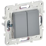 IEK SKANDY Серый Выключатель 2-клавишный проходной 10А SK-V05Gr.