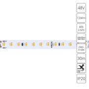 Светодиодная лента 48V 7,2W/m 3000К 30м IP20 Arte Lamp TAPE