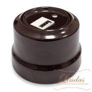 Розетка USB для зарядки 2000mA коричневый Lindas 32212