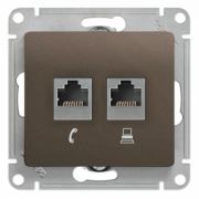 SE Glossa Шоколад Розетка 2-я RJ11+RJ45, кат.5E GSL000885