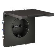 Розетка встраиваемая VOLTUM S70 с заземлением, защитными шторками и крышкой 16А, (титан)