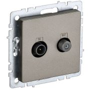 IEK BRITE BASE Шампань Розетка двойная TV+SAT РТВ/РСп12-БрШ.