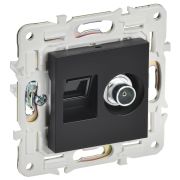 IEK SKANDY Черный Розетка двойная TV+RJ45 кат.6E SK-A15Bl.