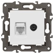 ЭРА 14-3110-01 Elegance Белый Розетка двойная RJ45+TV