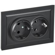 BRITE Розетка 2-я с з/к без з/ш 16А в сб. РС12-3-БрЧ черн. IEK