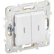 IEK SKANDY Арктический белый Выключатель 2-клавишный проходной с индикацией 10А SK-V10W.