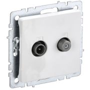 IEK BRITE BASE Белый Розетка двойная TV+SAT РТВ/РСп12-БрБ.