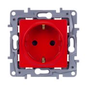 Legrand Etika Красный Розетка с/з со шторками