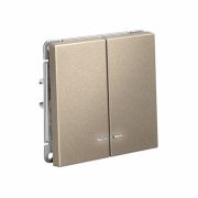 Systeme Electric ArtGallery Шампань Выключатель 2-клавишный с подсветкой, сх.5а, 10АХ, механизм