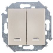 Simon 15 Шампань Выключатель 2-клавишный с подсветкой, 16А, 250В, винт.зажим