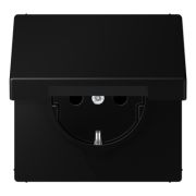 JUNG LS 990 Черный матовый Розетка с крышкой, винтовой зажим, SCHUKO