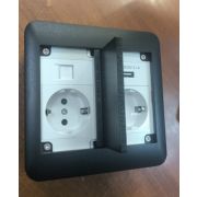Лючек на 2 Розетки с/з + USB + RG45 черный