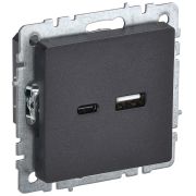 BRITE Розетка USB A+C 18Вт РЮ11-1-БрЧ черн. IEK