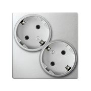 Simon 24 Алюминий Розетка двойная с заземлением Schuko 2х2Р+Е 16A 250В~