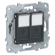Schneider Electric Unica New Антрацит Розетка компьютерная, RJ45, двойная, кат. 5е UTP