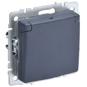 BRITE Розетка с з/к/ш с крышкой 16А IP20 РСбш10-3-БрМ маренго IEK