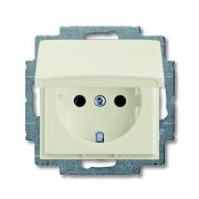 ABB Basic 55 Розетка с/з с крышкой шале белый 2CKA002018A1500 (2018-0-1500)