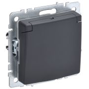 BRITE Розетка с з/к/ш с крышкой 16А IP20 РСбш10-3-БрГ графит IEK