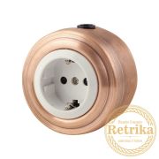 Розетка с заземлением медь/белая