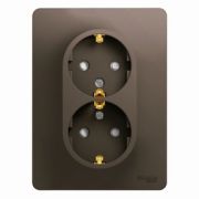 SE Glossa Шоколад Розетка 2-я с заземлением со шторками (в сборе с рамкой) GSL000826