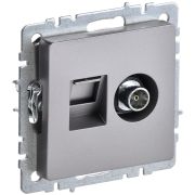 IEK BRITE BASE Сталь Розетка двойная TV+RJ45 кат.5E РТВ/РК12-БрС.