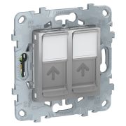 Schneider Electric Unica New Алюминий Розетка компьютерная, RJ45, двойная, кат. 5е UTP