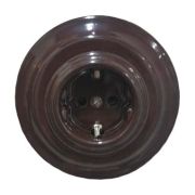 Механизм розетки с заземлением Colony коричневый