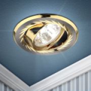 KL6A SN/G Светильник литой пов. с гравировкой ЭРА MR16,12V/220V, 50W сатин никель/золото