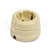 Ретро розетка фарфоровая с заземлением МезонинЪ слоновая кость GE70301-02