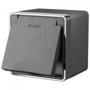 Розетка влагозащ. с зазем. с крышкой и шторками IP44 Gallant Графит рифленый W5071204